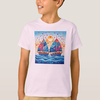 T-shirt Bateaux à voiles avec coeur