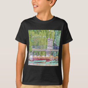 T-shirt Bateaux cygnes de Boston en crayon et filtre d'enc