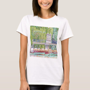 T-shirt Bateaux cygnes de Boston en crayon et filtre d'enc