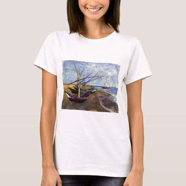 T-shirt Bateaux de pêche sur la plage (Devant)