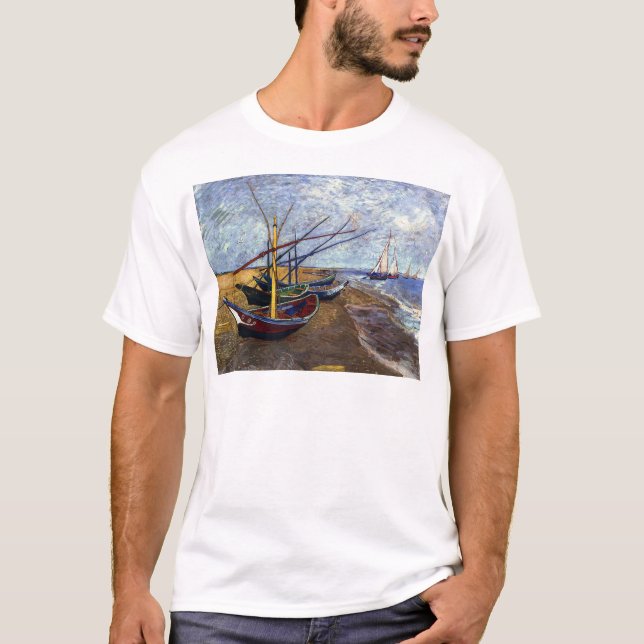 T-shirt Bateaux de pêche sur la plage (Devant)