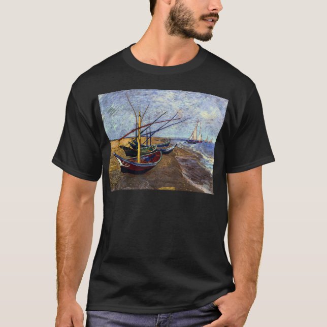 T-shirt Bateaux de pêche sur la plage (Devant)