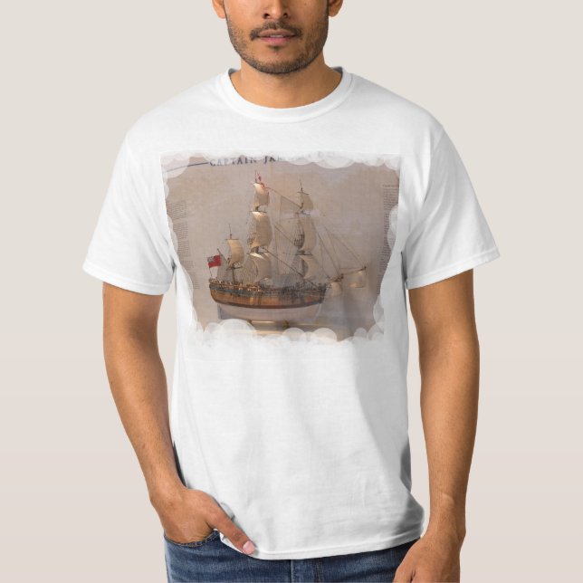 T-shirt Bateaux des explorateurs, capitaine James Cook (Devant)