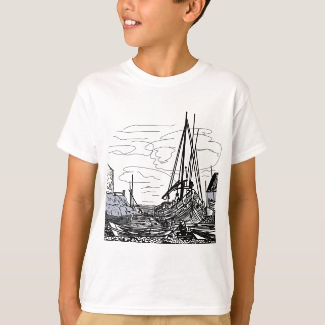 T-shirt bateaux en mer (Devant)