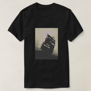 T-shirt Bateaux peints à la main de tempête de perle noi