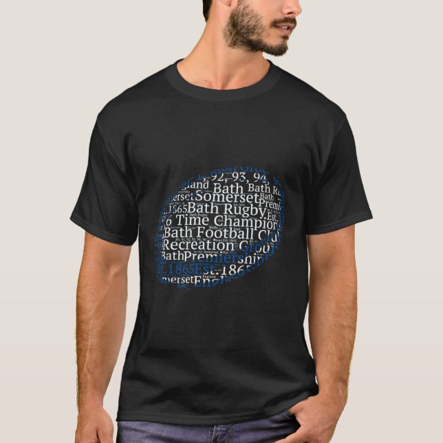 T-shirt Bath Rugby Union Fan Rugby Ball Mot Cloud Français (Devant)