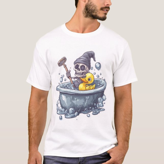 T-shirt Bath Time Bones � Crâne drôle mignon dans la baign (Devant)