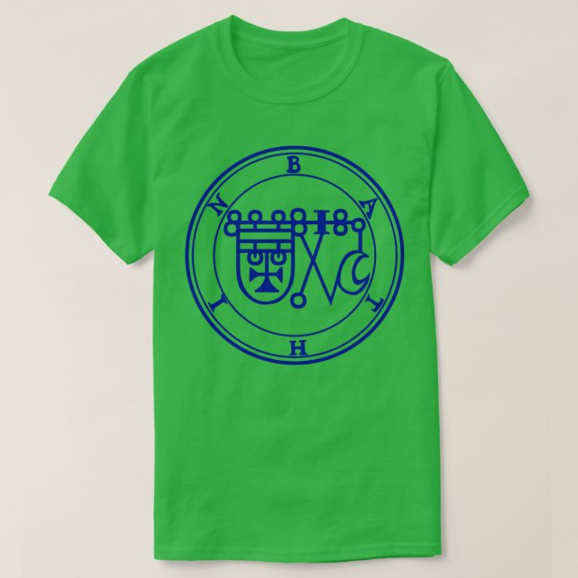 T-shirt Bathin Sigil connaît les vertus des herbes bleu (Design devant)