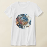 T-shirt Batik futuriste Art cosmique - Design spatial<br><div class="desc">Cette oeuvre fascinante mêle la beauté intemporelle des motifs du batik à un thème cosmique futuriste. Avec des motifs circulaires complexes, des nébuleuses tourbillonnantes et des éléments célestes, le design évoque un sentiment de mystère et d'émerveillement. La riche palette de couleurs de bleus profonds, de rouge vif et d'or brillant...</div>