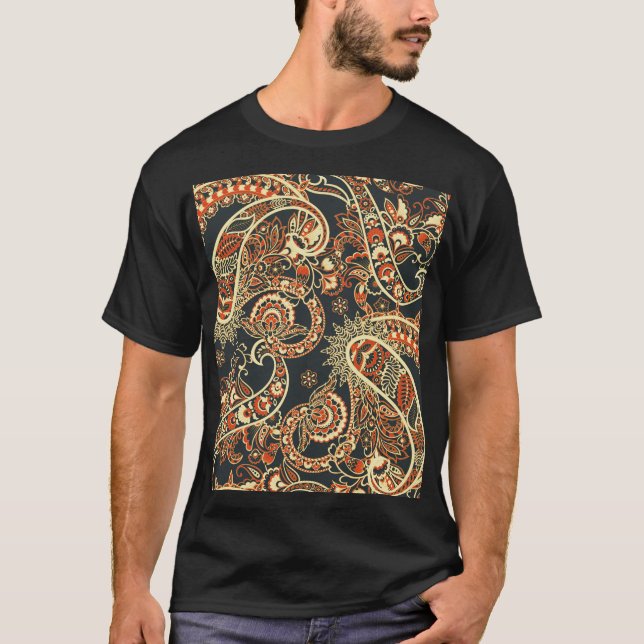 T-shirt Batik Paisley : Motif Vintage sans couture. (Devant)