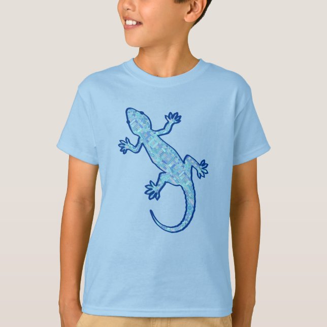 T-shirt Batik Tribal Gecko - bleu denim doux (Devant)