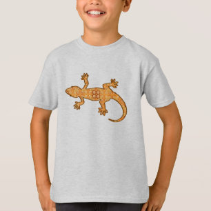 T-shirt Batik tribal Gecko - rouille, ambre et bronze