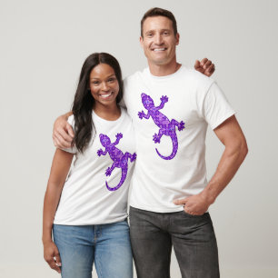 T-shirt Batik Tribal Gecko - violet et améthyste violet