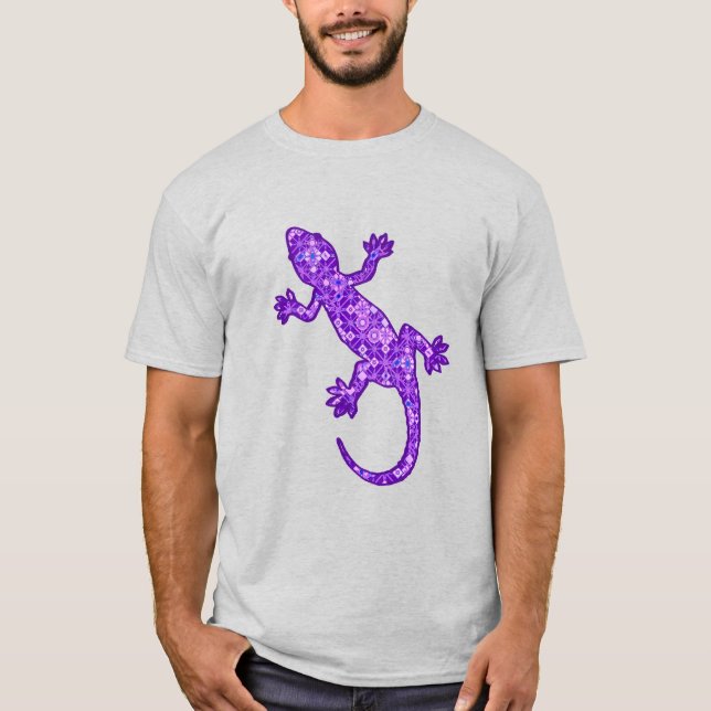 T-shirt Batik Tribal Gecko - violet et améthyste violet (Devant)