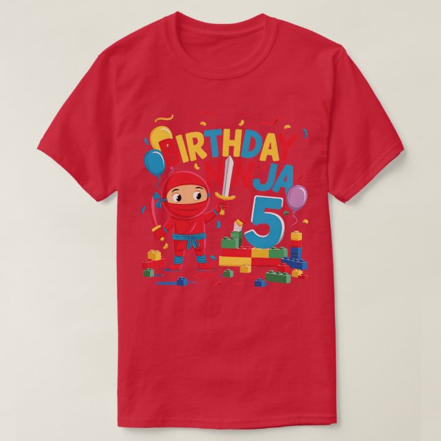 T-shirt Bâtiment de 5 ans Blocs Ninja 5e anniversaire Cade (Design devant)