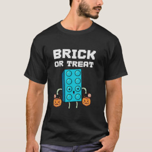 T-shirt Bâtiment De Bâtiment Halloween Brick Ou Treat Kids