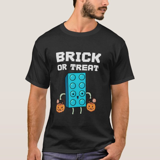 T-shirt Bâtiment De Bâtiment Halloween Brick Ou Treat Kids (Devant)