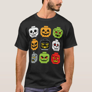 T-shirt Bâtiment Halloween Brique Tête Hommes Adultes Jeun