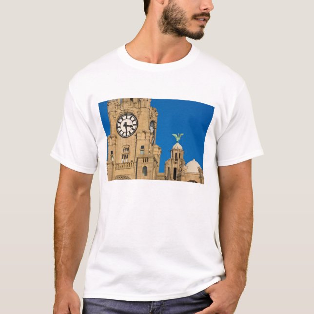 T-shirt Bâtiment Liver, Liverpool, Merseyside, Angleterre (Devant)