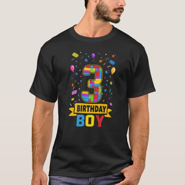 T-shirt Bâtiment vieux de 3 ans Blocs 3e Anniversaire Boy  (Devant)