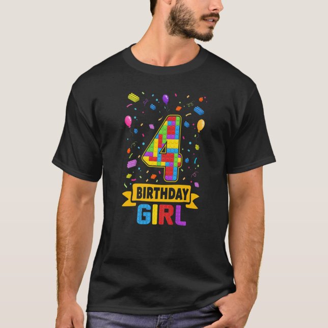 T-shirt Bâtiments 4 Ans Bâtiments 4e Anniversaire Jeune Fi (Devant)