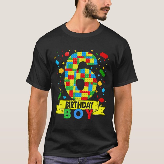 T-shirt Bâtiments de 6 ans Blocs de 6e anniversaire Boy Br (Devant)