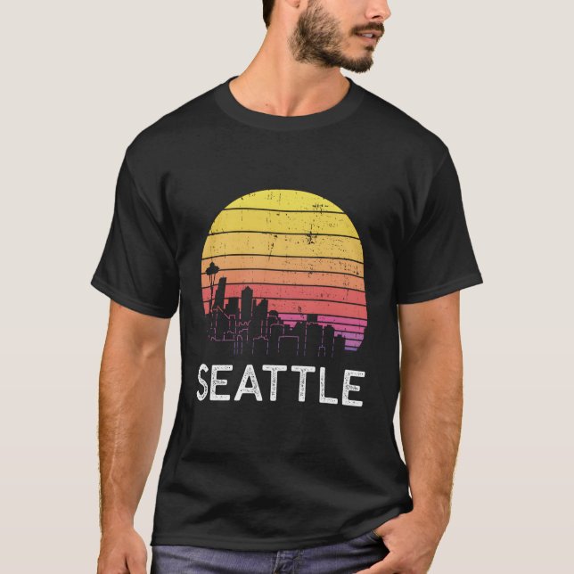 T-shirt Bâtiments urbains de Washington Seattle Skyline (Devant)