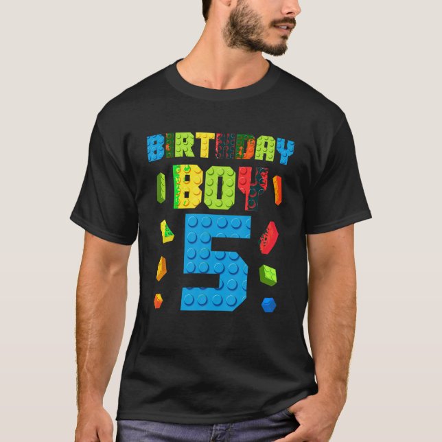 T-shirt Bâtir des briques 5e anniversaire garçon 5 cinq an (Devant)