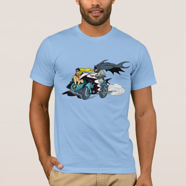 T-shirt Batman Et Robin En Batcycle (Devant)
