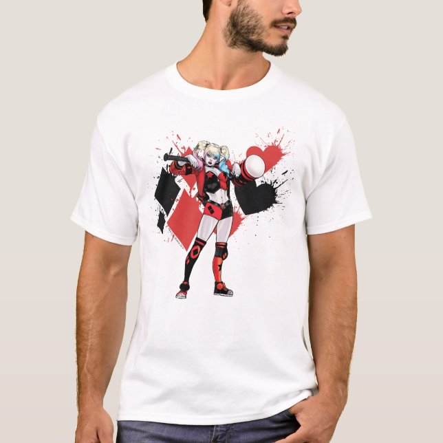 T-shirt Batman | Harley Quinn Hearts & Diamonds Splatter (Devant)