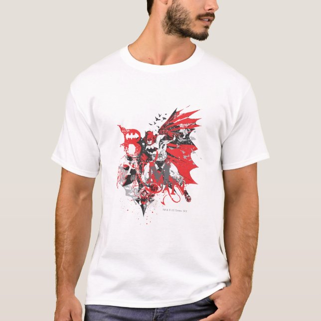 T-shirt Batman Red et Black Collage (Devant)