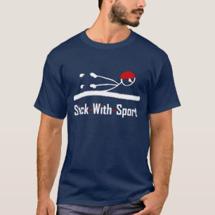T-shirt Bâton avec Sport Natation Rouge sur Tête foncée