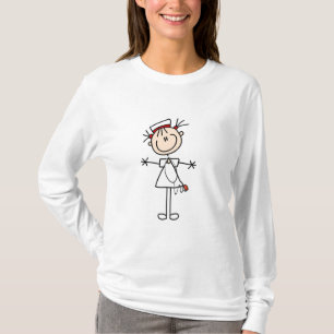 T-shirt Bâton blanc femelle Figure Infirmière 2 Cadeaux