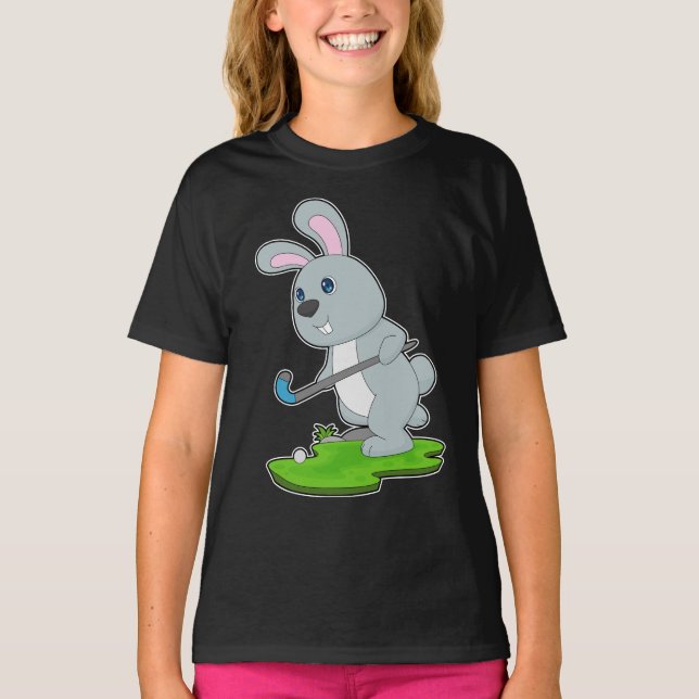 T-shirt bâton de hockey de hockey de lapin (Devant)