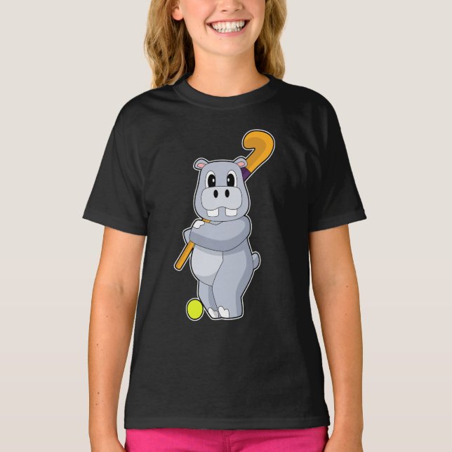 T-shirt Bâton de hockey sur gazon Hippopotame (Devant)