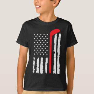 T-shirt Bâton de hockey sur glace Drapeau américain Patrio