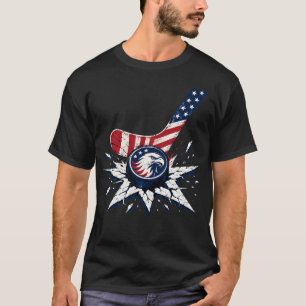 T-shirt Bâton de hockey sur glace du 4 juillet Puck Drapea
