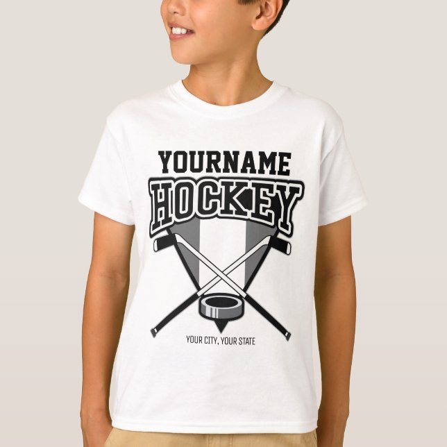 T-shirt Bâton de hockey sur joueur de hockey personnalisé  (Devant)