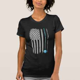 T-shirt Bâton de piscine Billiards 8 Ball US Drapeau améri