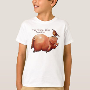 T-shirt Bâton de véritables amis ensemble : Porc mignon