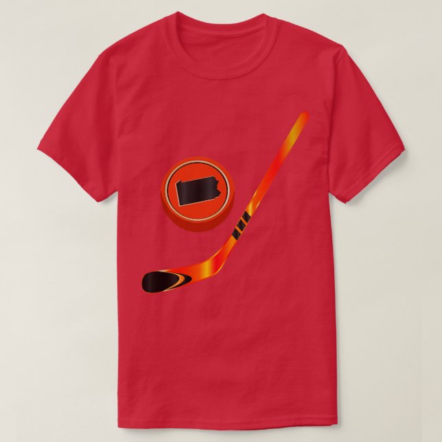 T-shirt Bâton noir orange NHL PA et canard (Design devant)