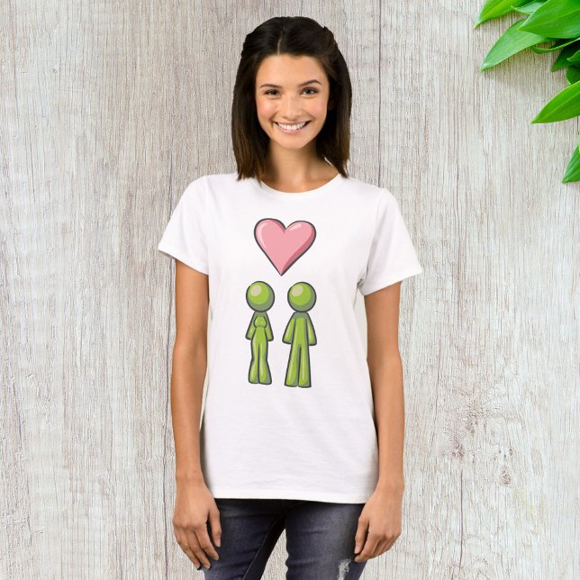 T-shirt Bâton vert Figure Couple Rose Coeur amour (Créateur téléchargé)