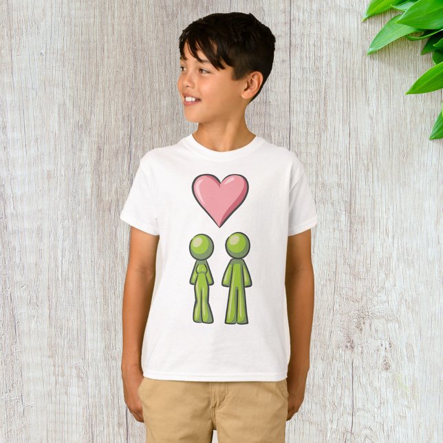 T-shirt Bâton vert Figure Couple Rose Coeur amour (Créateur téléchargé)