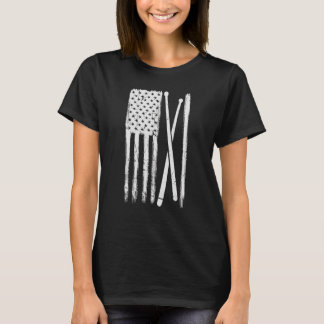 T-shirt Bâtons à tambour Usa Drapeau Batteur Humour musici