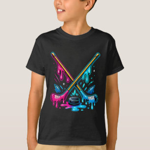T-shirt Bâtons de hockey Crème glacée Goutte Hockey sur gl