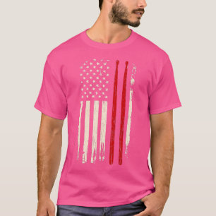 T-shirt Bâtons vintages à tambour Drapeau américain Funny