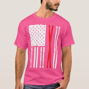 T-shirt Bâtons vintages à tambour Drapeau américain Funny 