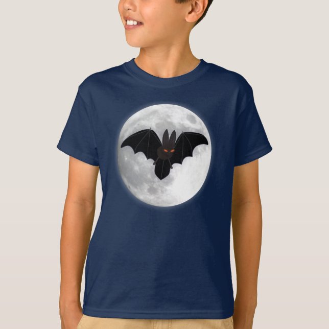 T-shirt Batte aux yeux rouges et lune (Devant)