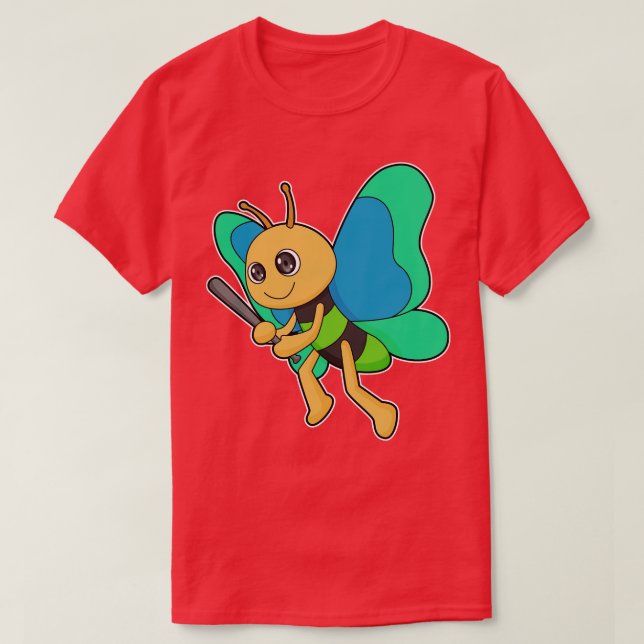T-shirt Batte de baseball papillon (Design devant)