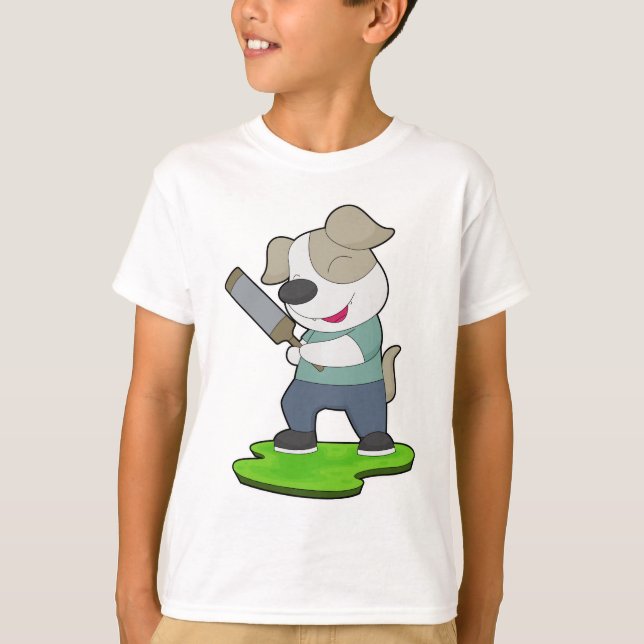 T-shirt Batte de cricket Chien (Devant)